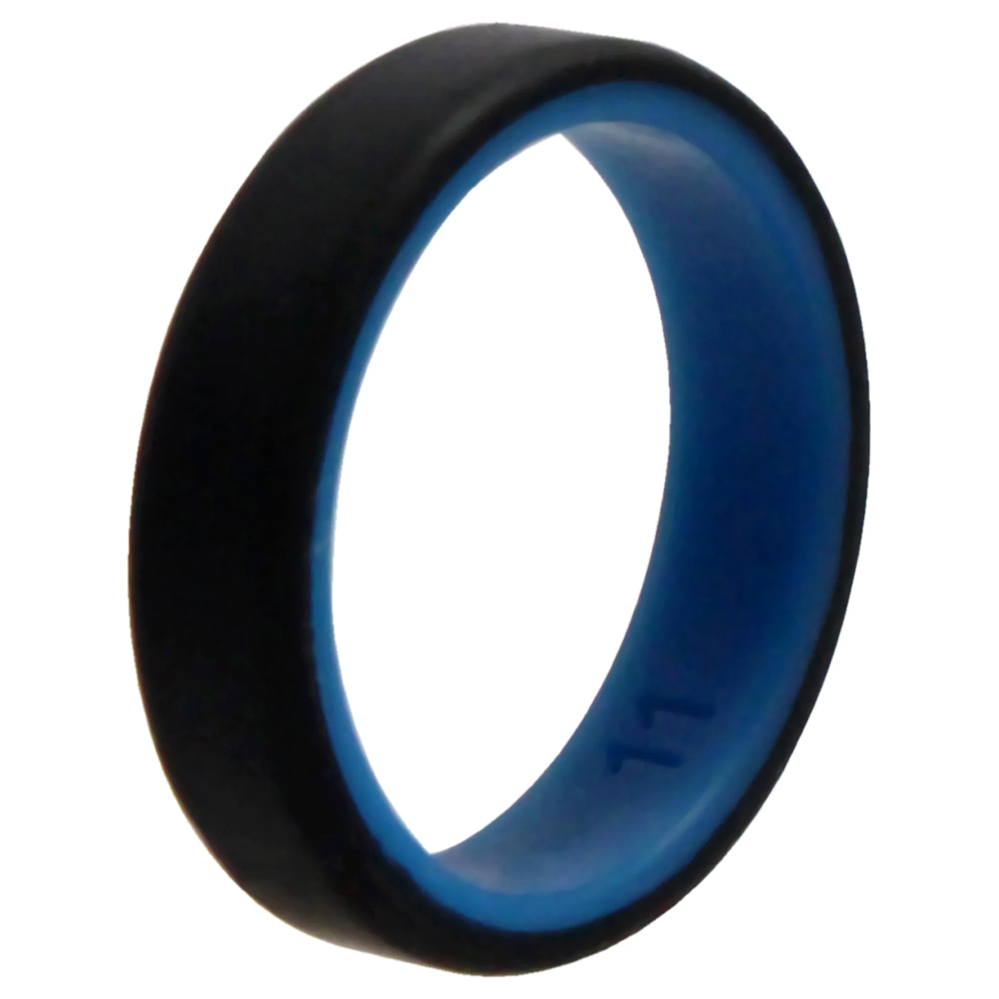 Silicone Wedding 6mm Brush 2Layer Ring - Blue-Black by ROQ for Men - 11 mm Ring - Olabens