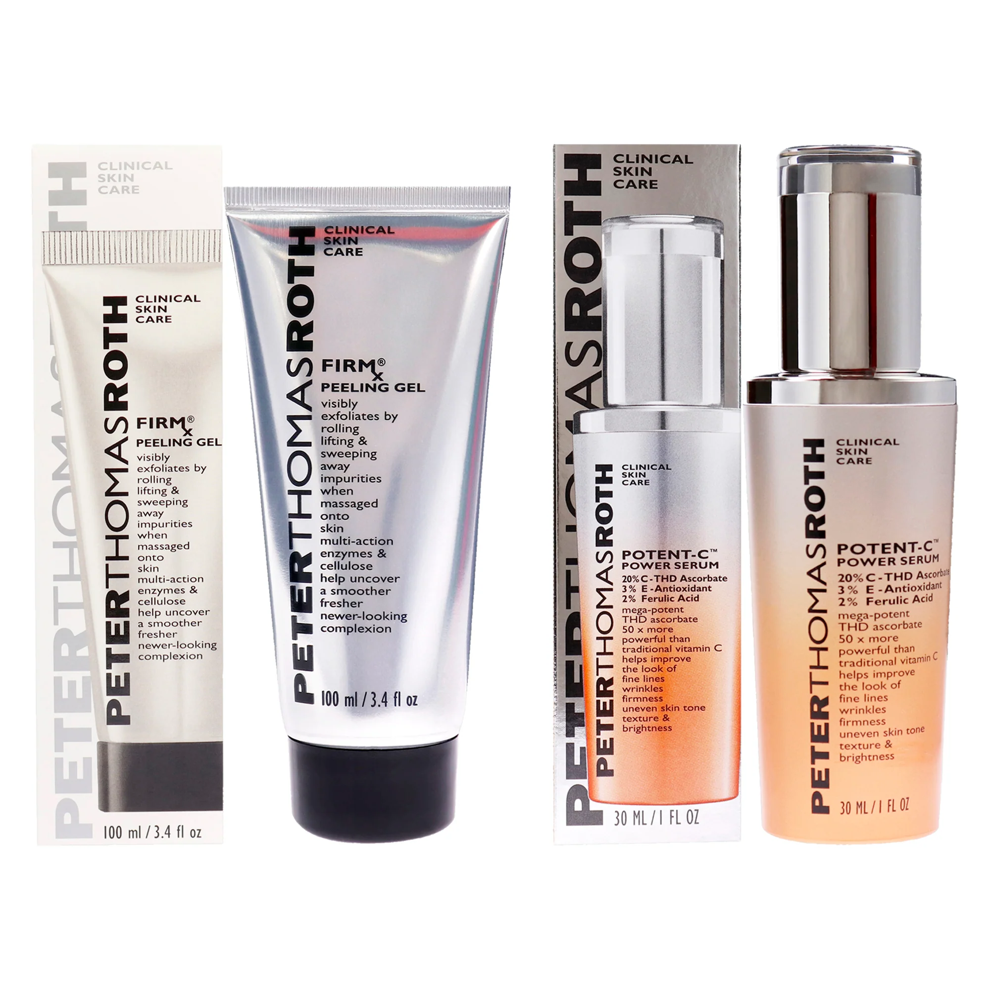 Firmx Peeling Gel and Potent-C Power Serum Kit by Peter Thomas Roth for Unisex - 2 Pc Kit 3.4oz Gel, 1oz Serum - Olabens