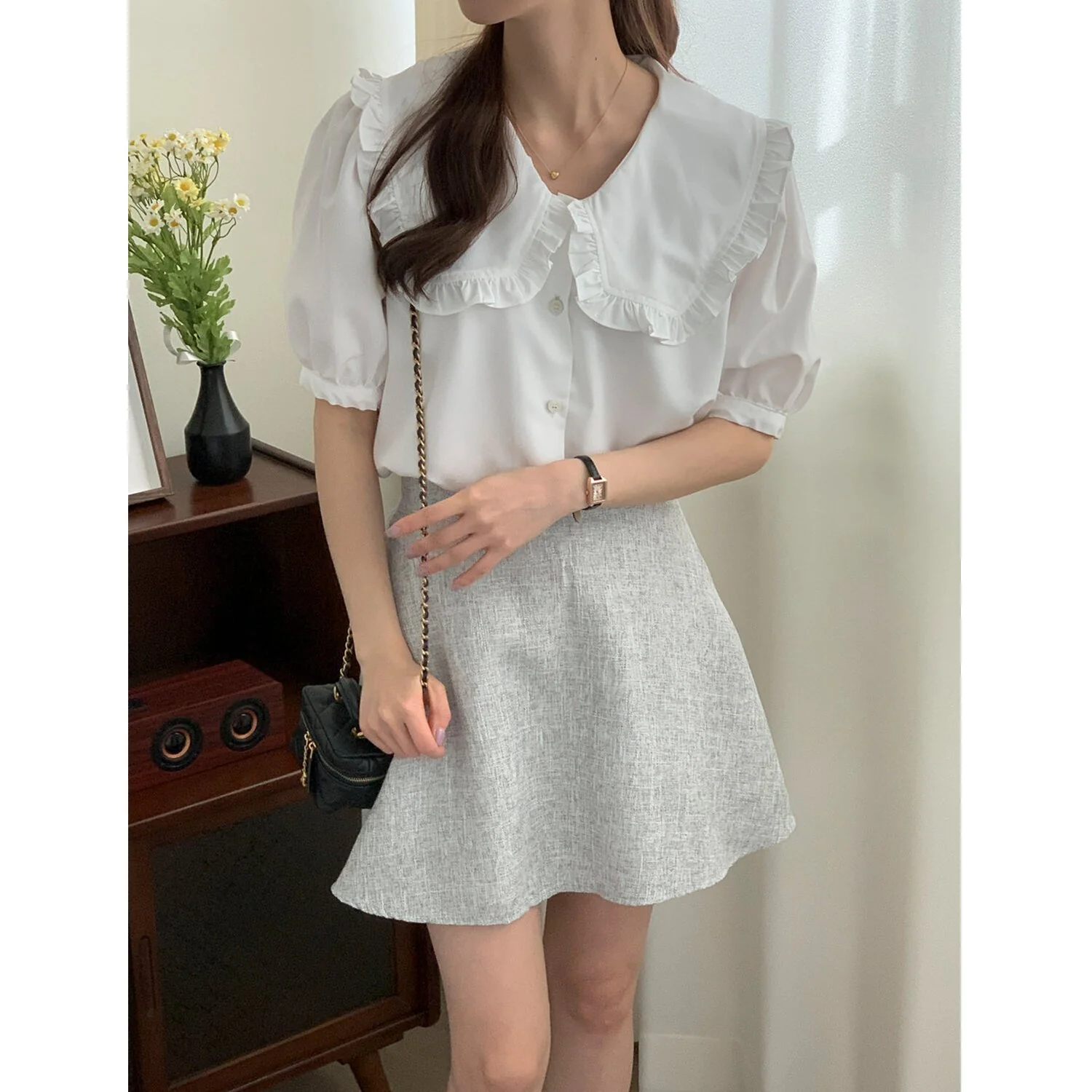 Trendywhere Back Banding Flarted Mini Skirt  Free (XS-M) - Olabens