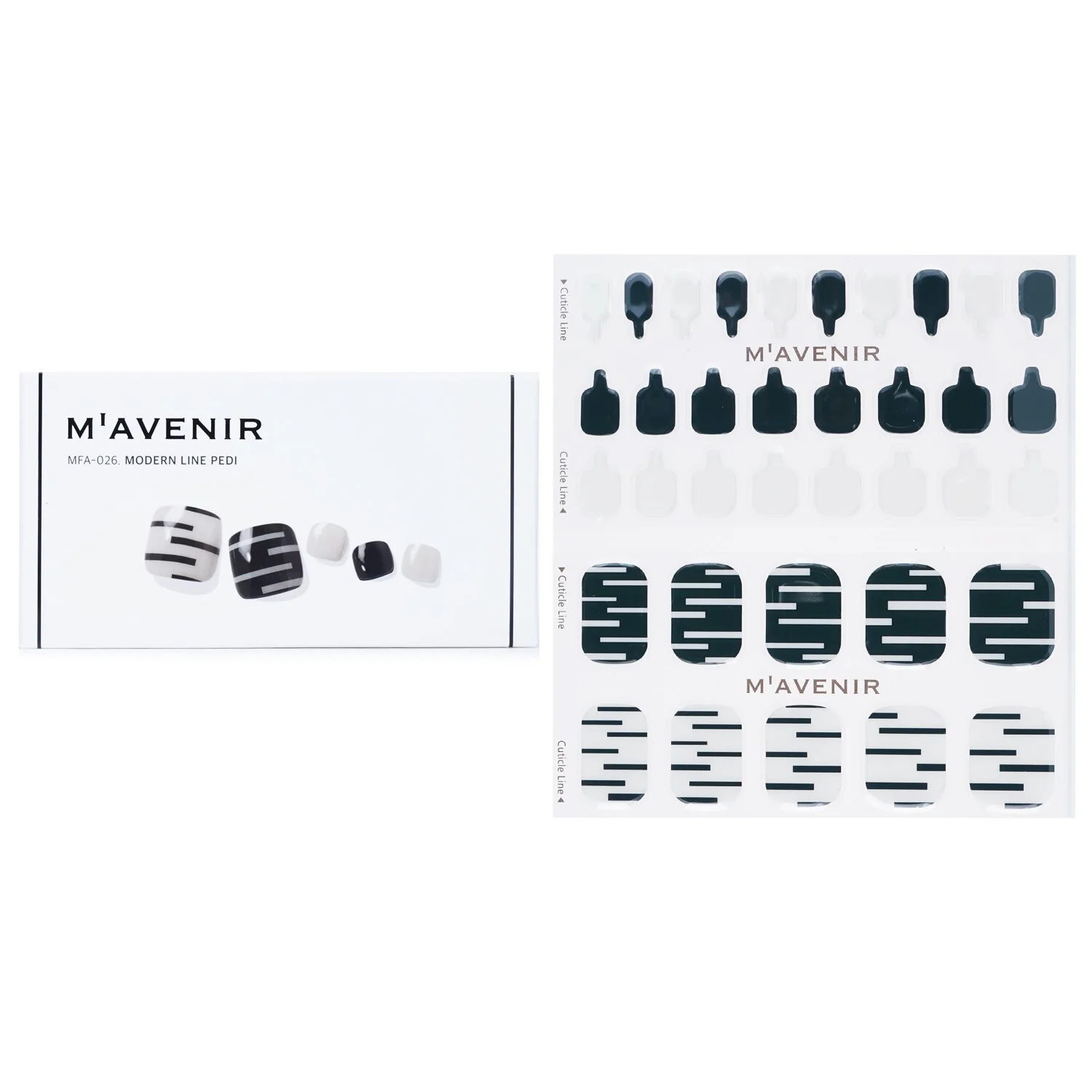 Mavenir Nail Sticker (Patterned) - # Modern Line Pedi  36pcs - Olabens