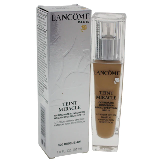Lancome Teint Miracle Lit-From-Within Makeup Sunscreen SPF 15 - # 320 Bisque 4W by Lancome for Women - 1 oz Foundation - Olabens