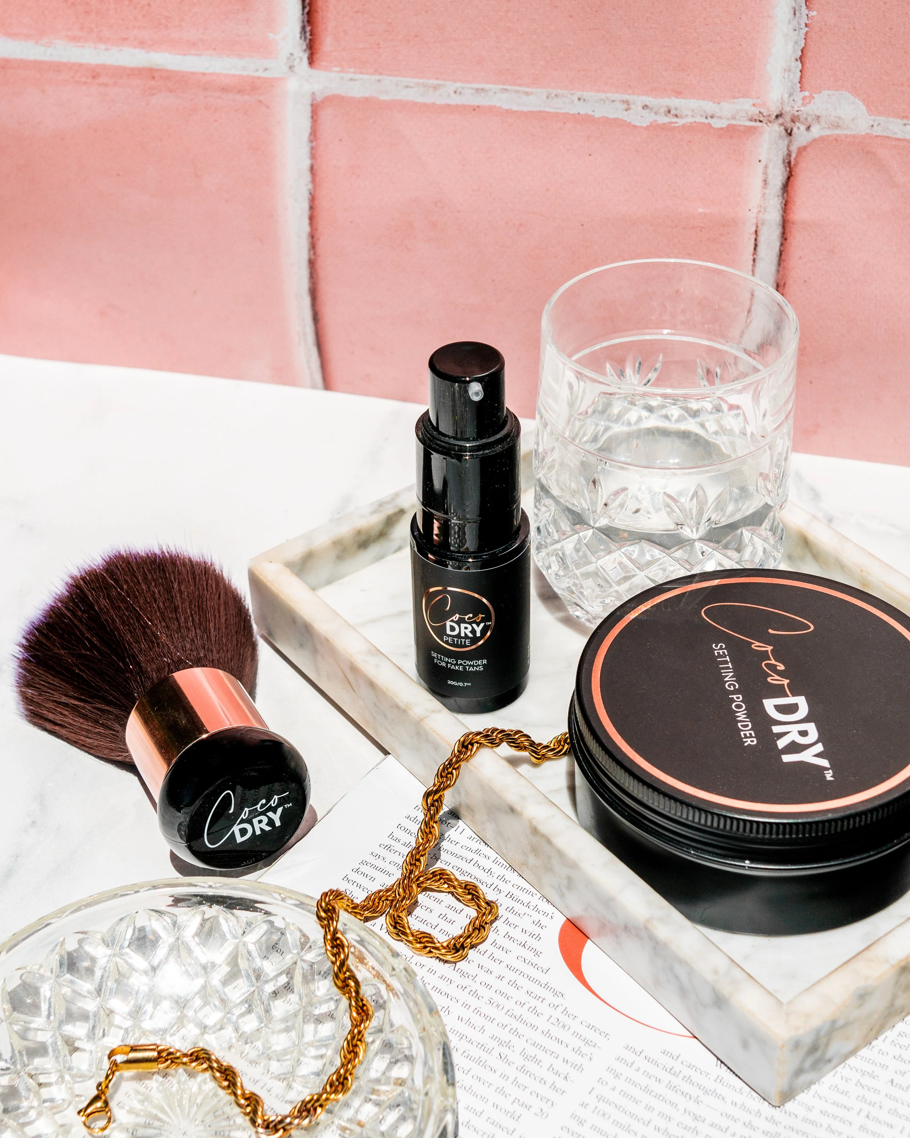 CocoDRY Fake Tan Drying Powder 80g & Kabuki Body Brush - Olabens