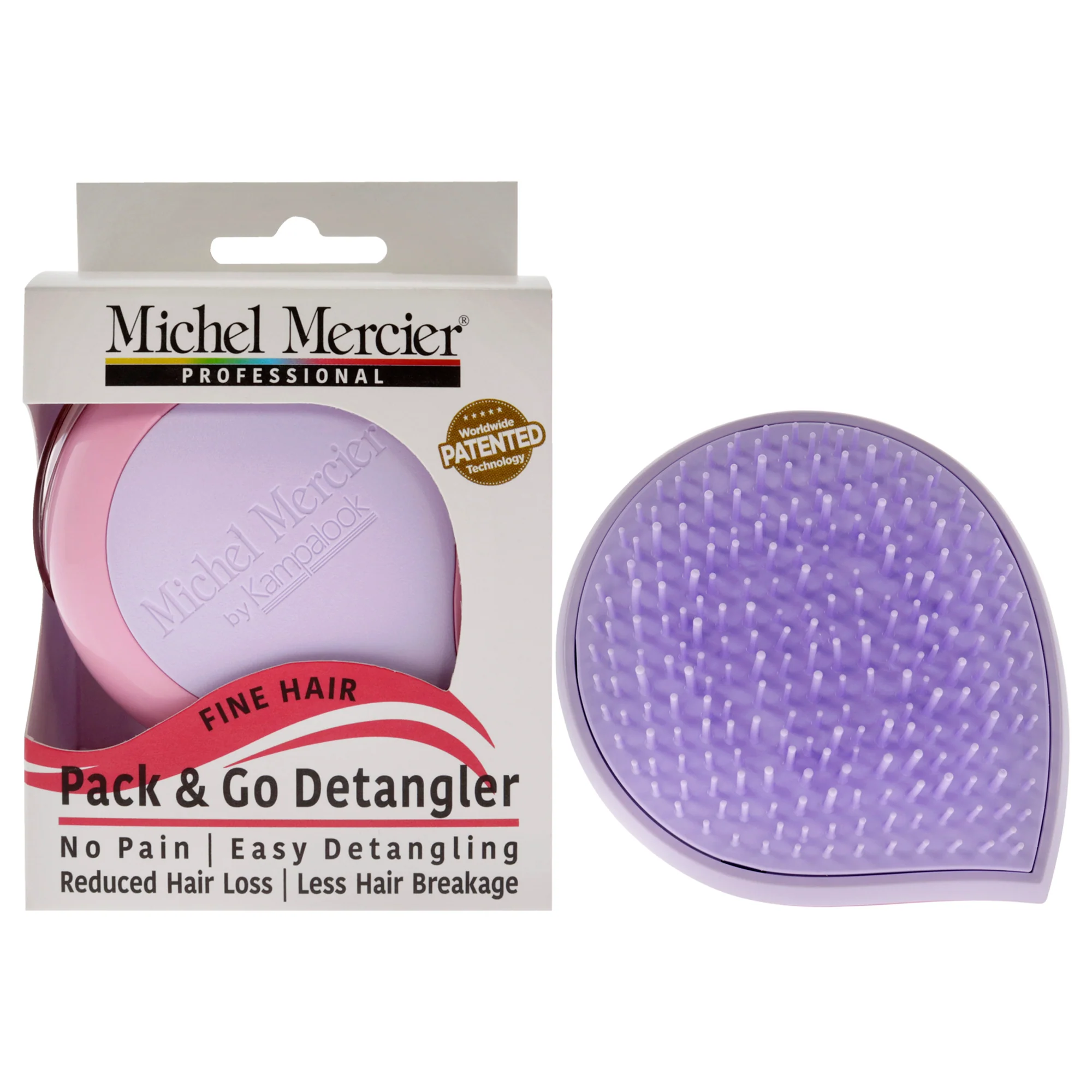Pack and Go Detangler Fine Hair - Purple-Pink by Michel Mercier for Unisex - 1 Pc Hair Brush - Olabens