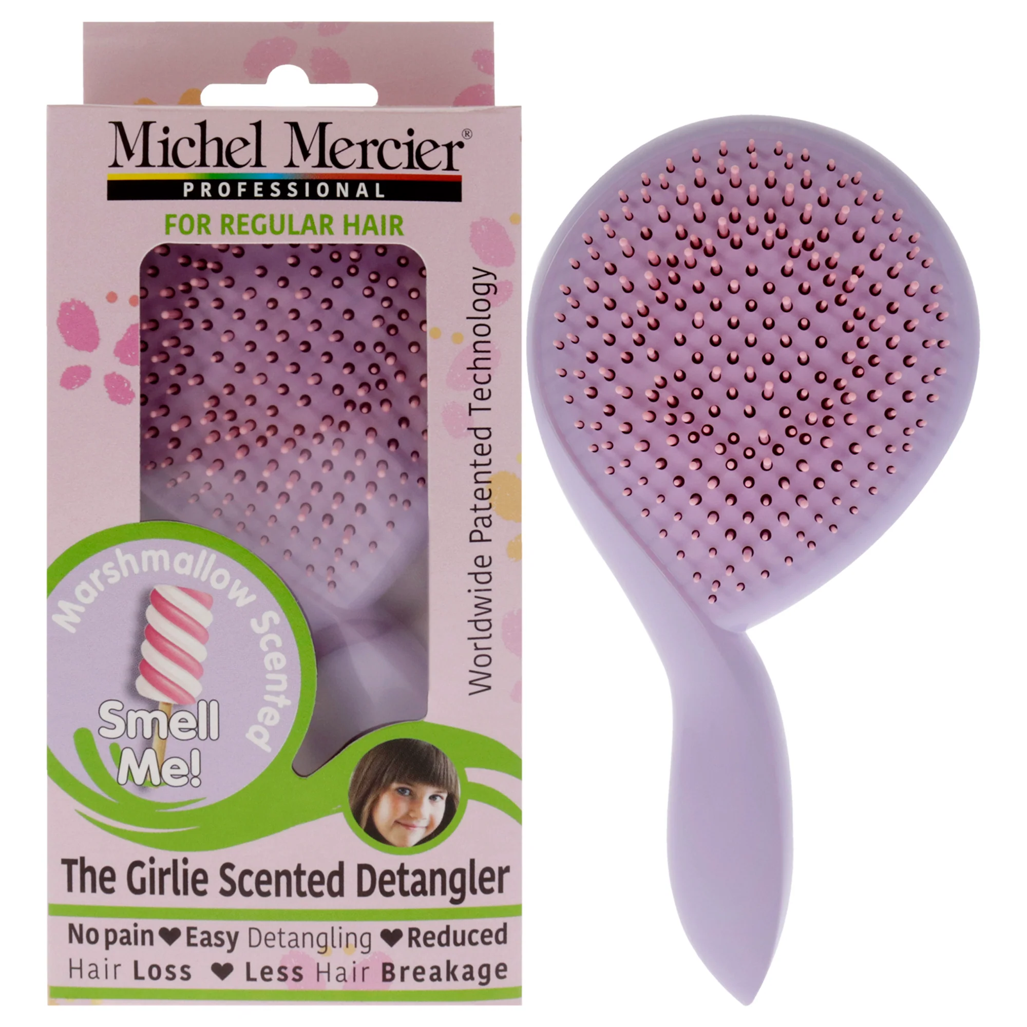 The Girlie Scented Detangler Brush Marshmallow Normal Hair - Purple by Michel Mercier for Women - 1 Pc Hair Brush - Olabens