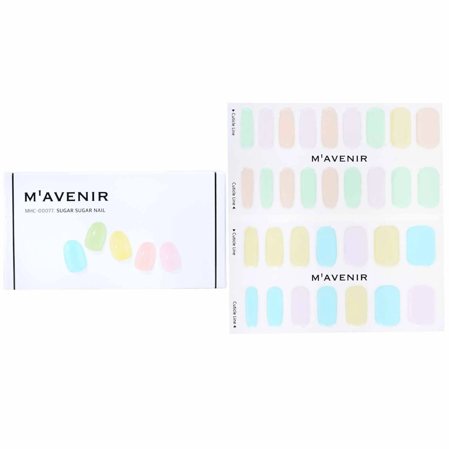 Mavenir Nail Sticker (Assorted Colour) - # Sugar Sugar Nail  32pcs - Olabens
