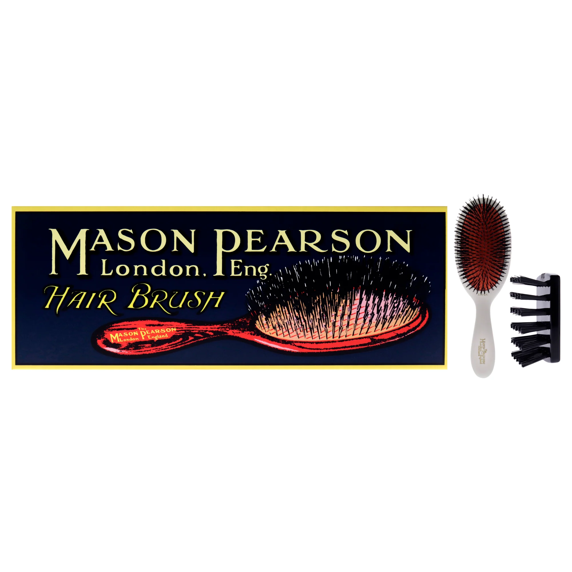 Extra Small Pure Bristle Brush - B2 Ivory by Mason Pearson for Unisex - 2 Pc Hair Brush, Cleaning Brush - Olabens