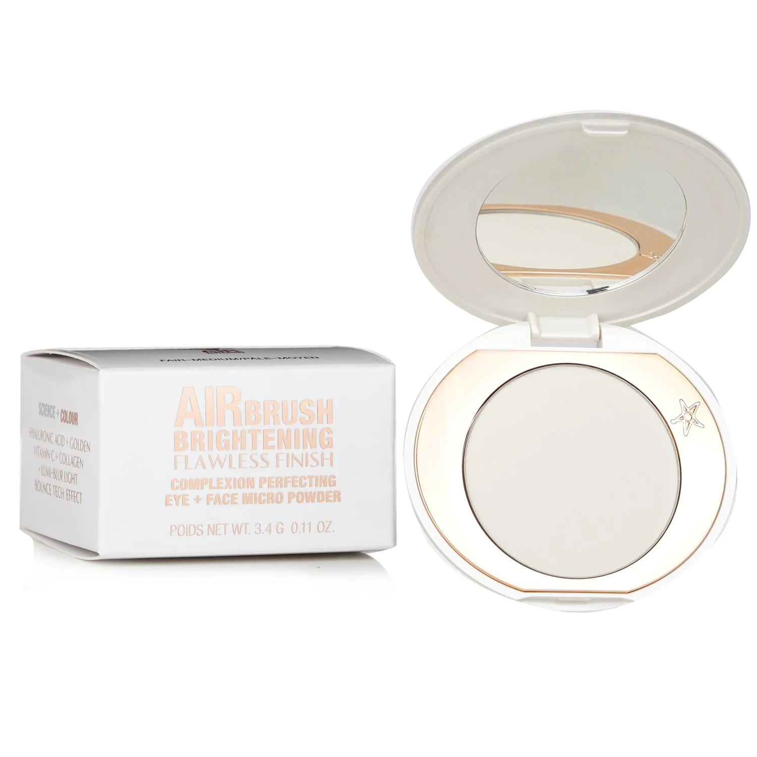 Charlotte Tilbury Mini Airbrush Brightening Flawless Finish Fair- Medium(Eye+Face Micron Powder)  3.4g/0.11oz - Olabens