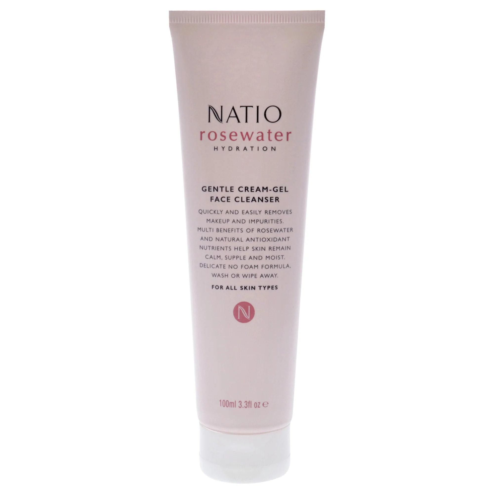 Rosewater Gentle Cream-Gel Face Cleanser by Natio for Women - 3.3 oz Cleanser - Olabens