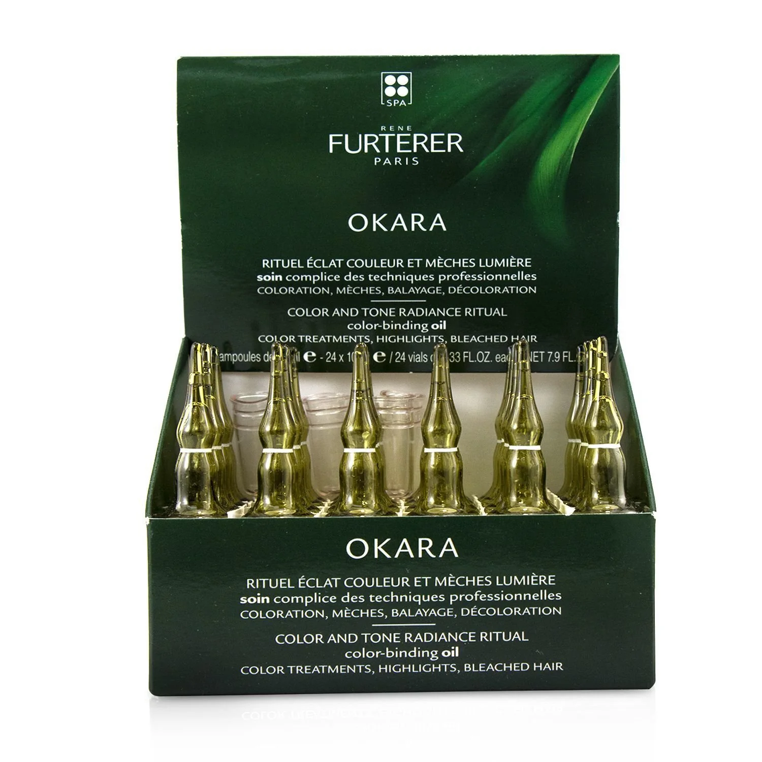 Rene Furterer Okara Color and Tone Radiance Ritual Color-Binding Oil -Color Treatments, Highlights, Bleached Hair (Box Slightly Damaged)  24x10ml/0.33oz - Olabens