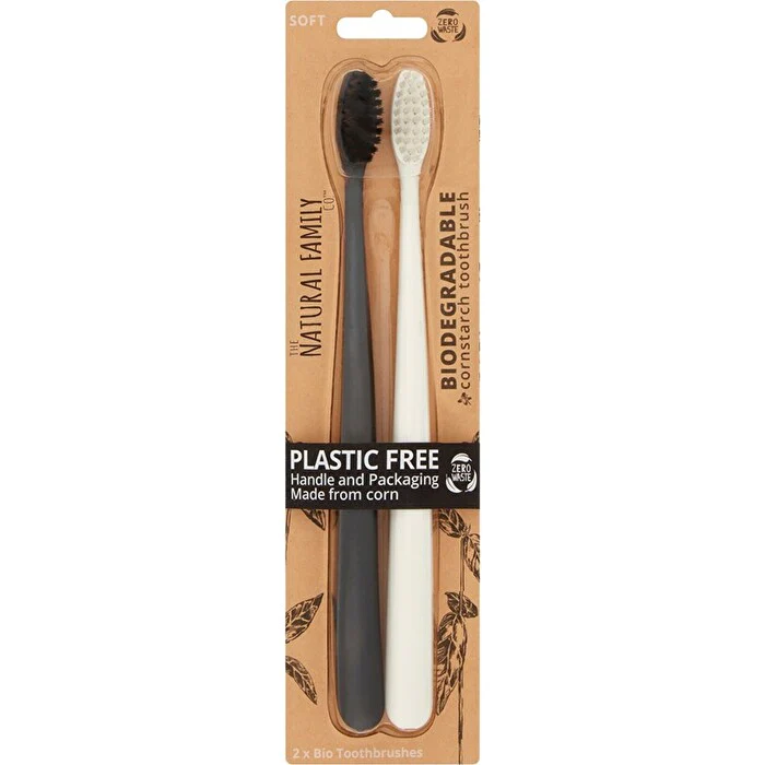 The Natural Family Co . Bio Toothbrush Ivory Desert & Pirate Black Twin Pack - Olabens