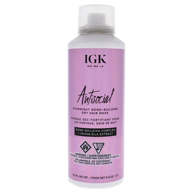 Antisocial Overnight Bond Building Dry Hair Mask by IGK for Unisex - 5 oz Masque - Olabens