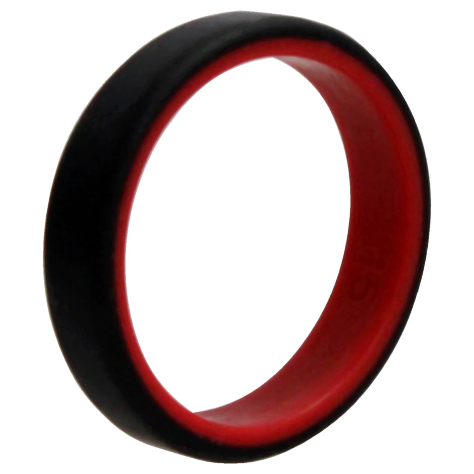 Silicone Wedding 6mm Brush 2Layer Ring - Red-Black by ROQ for Men - 15 mm Ring - Olabens