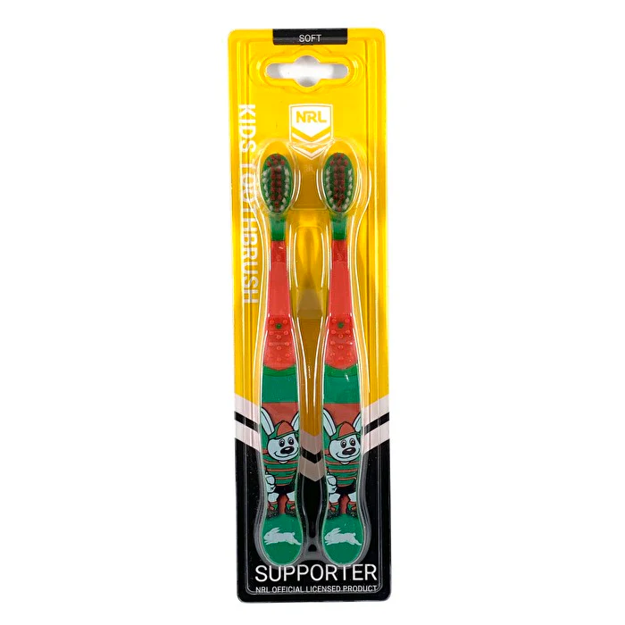 Nrl Mascot Kids Toothbrush - Rabbitohs South Sydney 2 Pack - Olabens