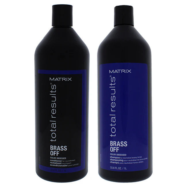 Matrix Total Results Brass Off Shampoo and Condioner Kit by Matrix for Unisex - 2 Pc Kit 33.8oz Shampoo, 33.8oz Conditioner - Olabens