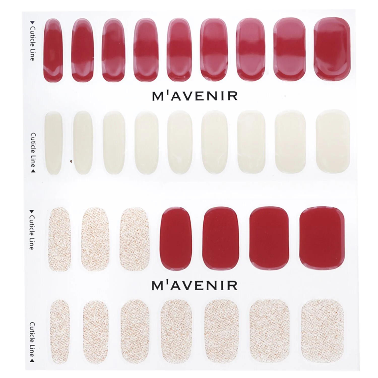 Mavenir Nail Sticker (Red) - # Brillante Burgundy Nail  32pcs - Olabens