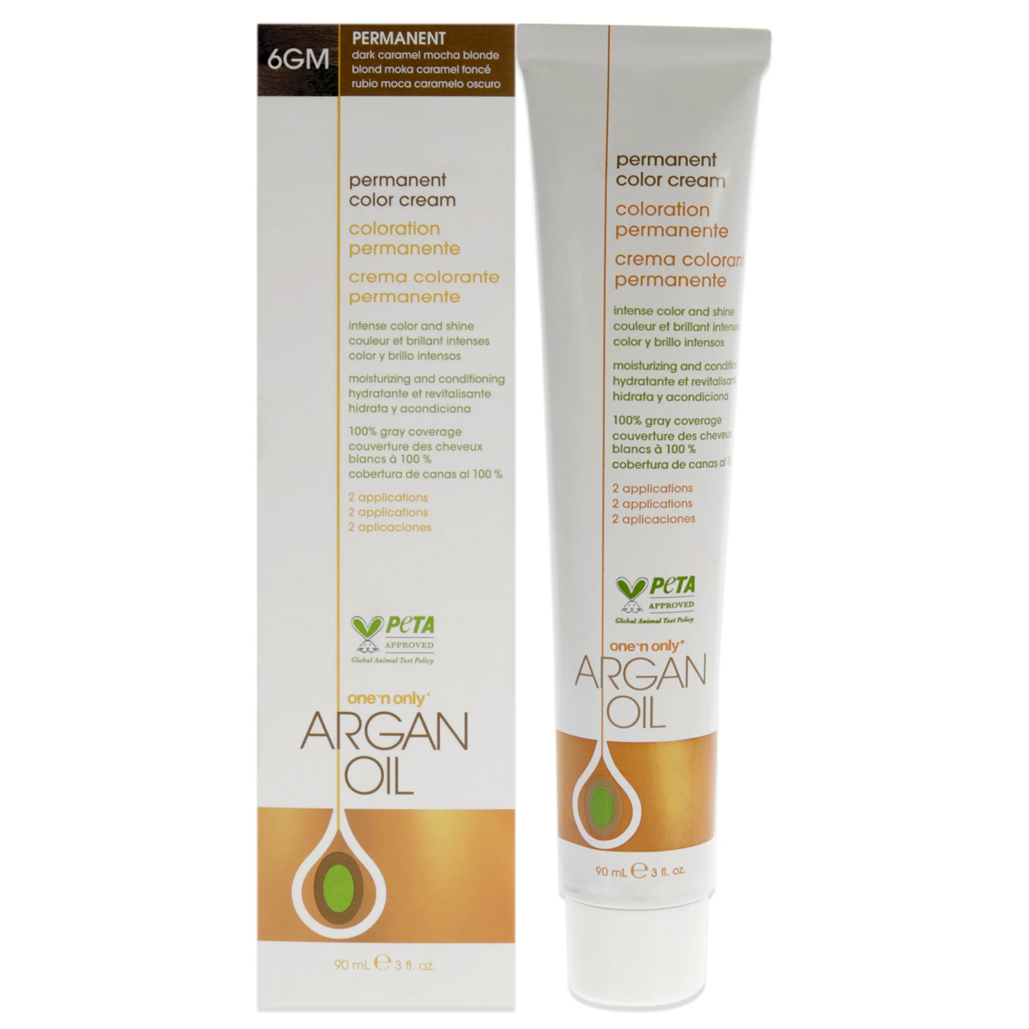 Argan Oil Permanent Color Cream - 6GM Dark Caramel Mocha Blonde by One n Only for Unisex - 3 oz Hair Color - Olabens