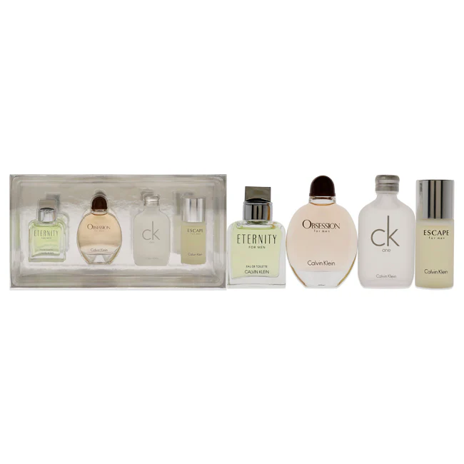 Calvin Klein Calvin Klein by Calvin Klein for Men - 4 Pc Mini Gift Set 0.5 oz Eternity EDT, 0.5 oz Escape EDT, 0.5 oz CK One EDT and 0.5 oz Obsession EDT - Olabens