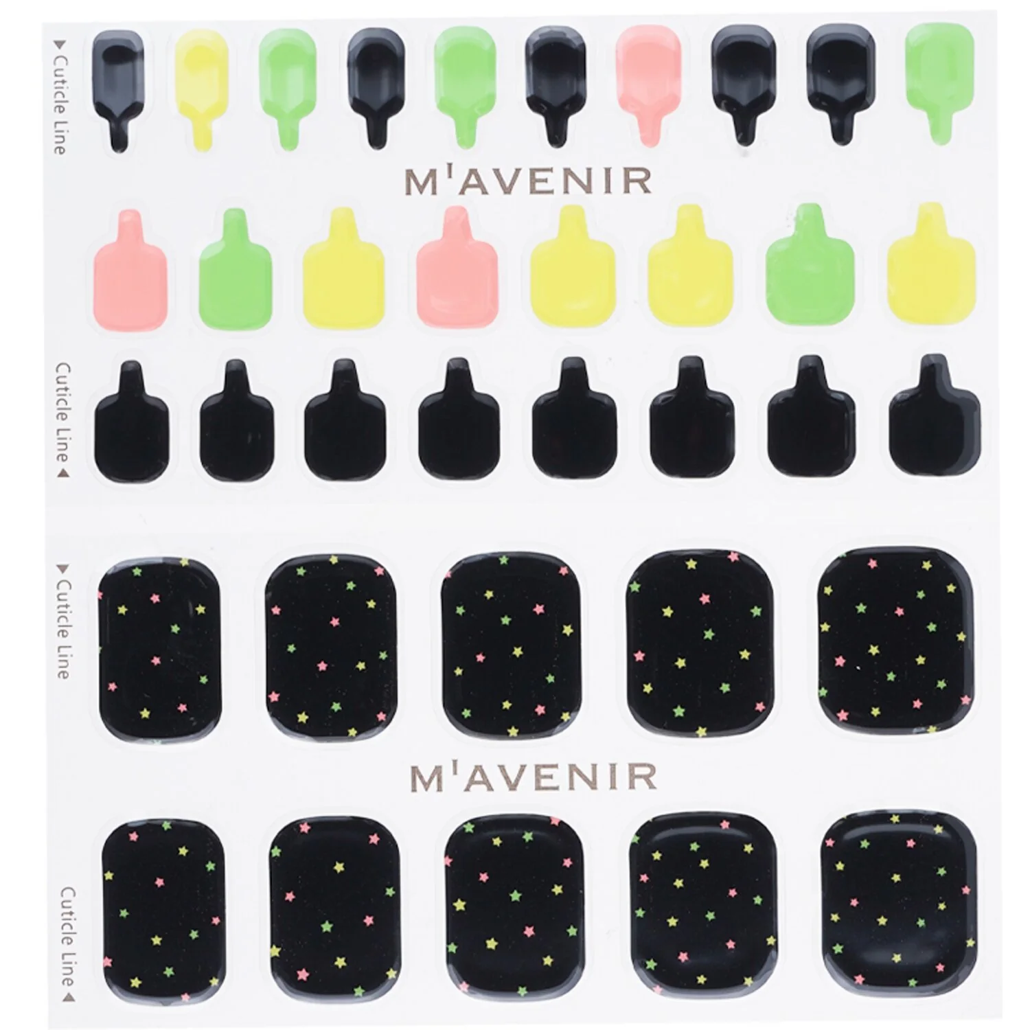Mavenir Nail Sticker (Black) - # Black Neonstar Pedi  36pcs - Olabens