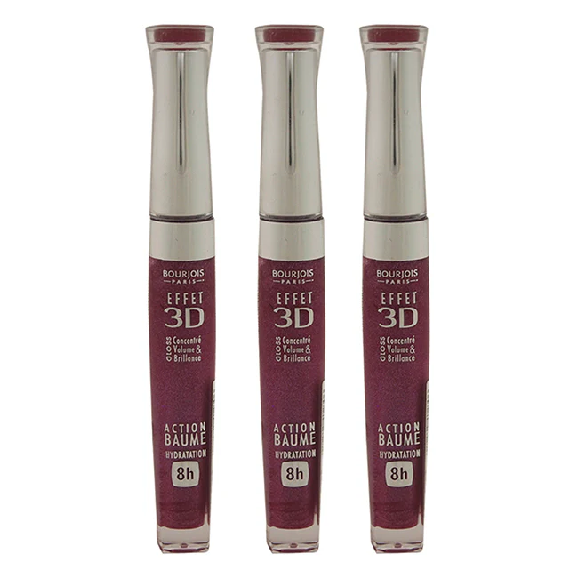 Bourjois 3D Effet Lip Gloss - 23 Framboise Magnific by Bourjois for Women - 0.19 oz Lip Gloss - Pack of 3 - Olabens