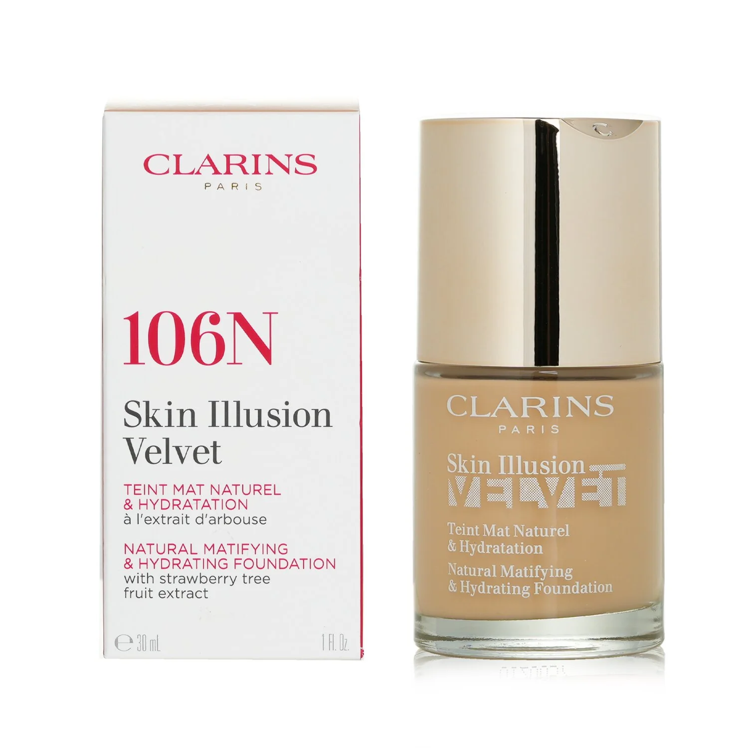 Clarins Skin Illusion Velvet Natural Matifying & Hydrating Foundation - # 106N  30ml/1oz - Olabens