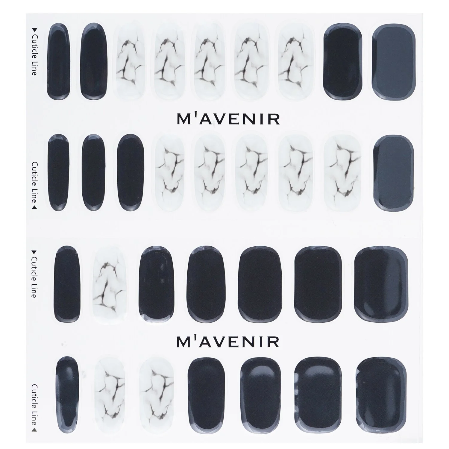 Mavenir Nail Sticker (Black) - # Marble Nail  32pcs - Olabens