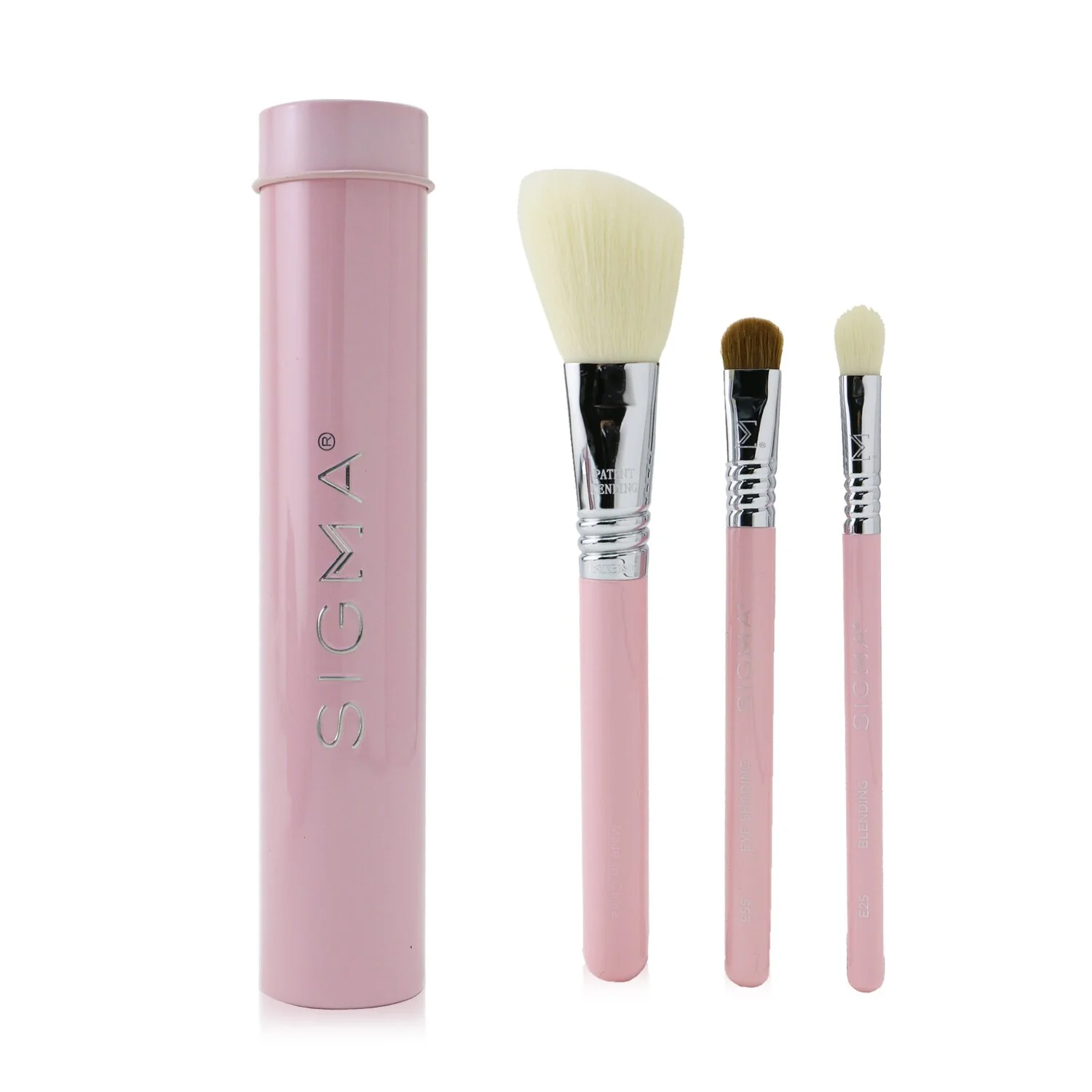 Sigma Beauty Essential Trio Brush Set - # Pink  3pcs+1 Tin - Olabens