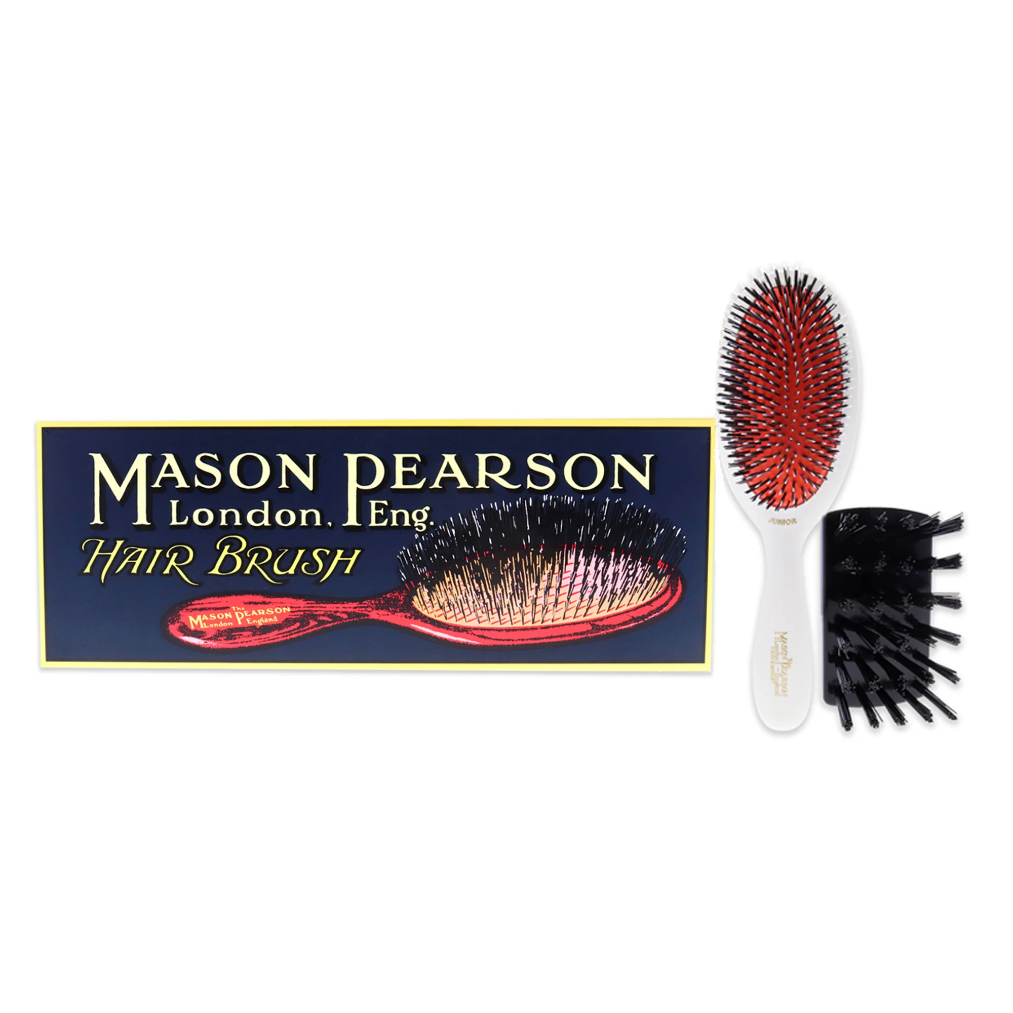 Junior Bristle and Nylon Brush - BN2 Ivory by Mason Pearson for Unisex - 2 Pc Hair Brush, Cleaning Brush - Olabens