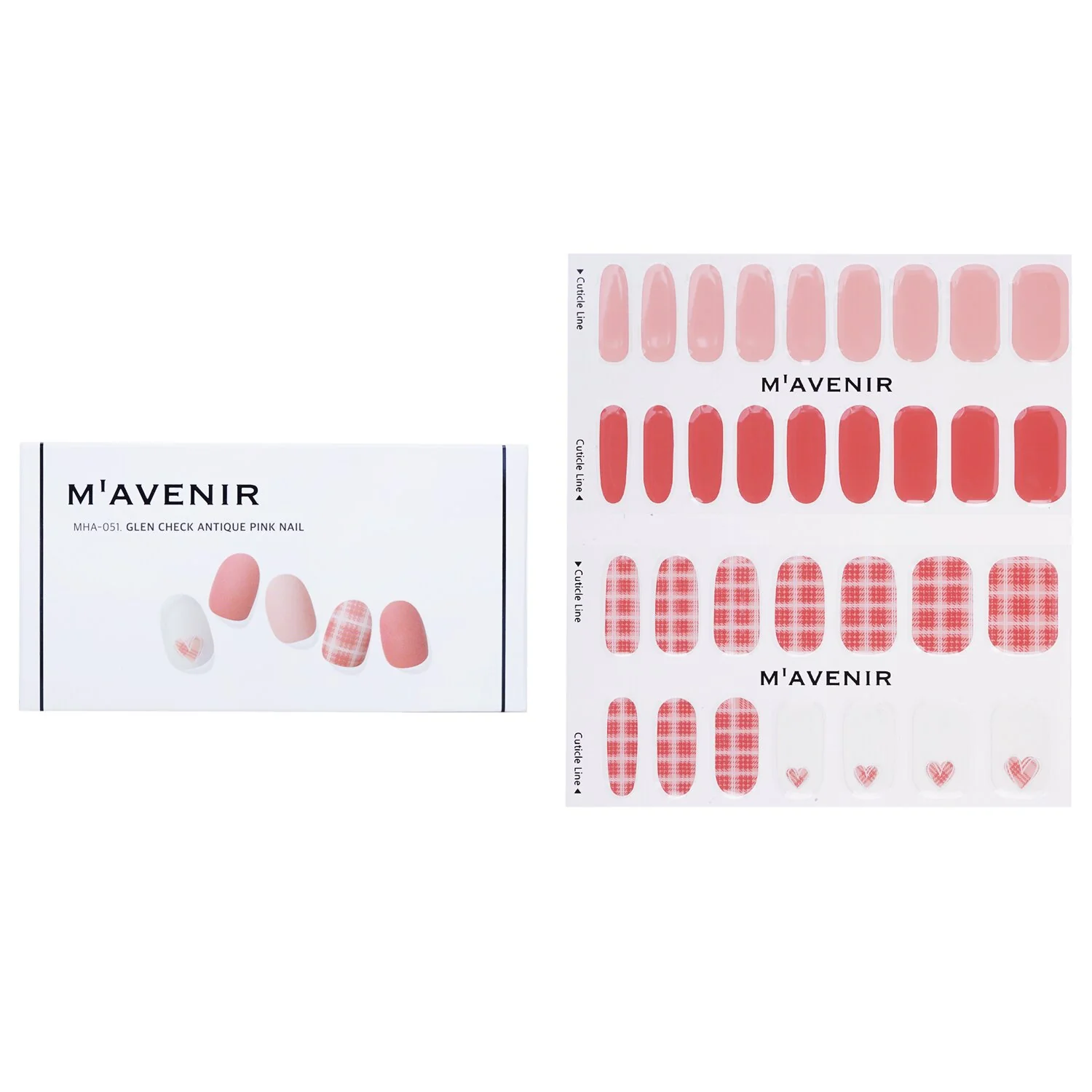 Mavenir Nail Sticker (Pink) - # Glen Check Antique Pink Nail  32pcs - Olabens