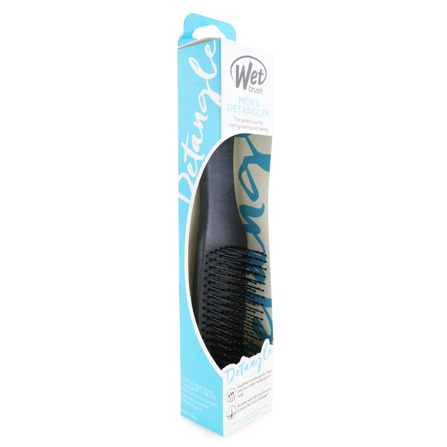 Wet Brush Men's Detangler Leather - # Black  1pc - Olabens