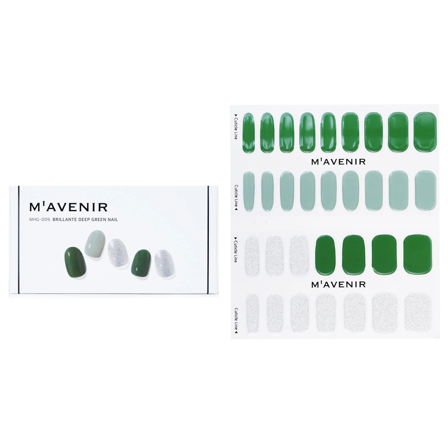 Mavenir Nail Sticker (Green) - # Brillante Deep Green Nail  32pcs - Olabens