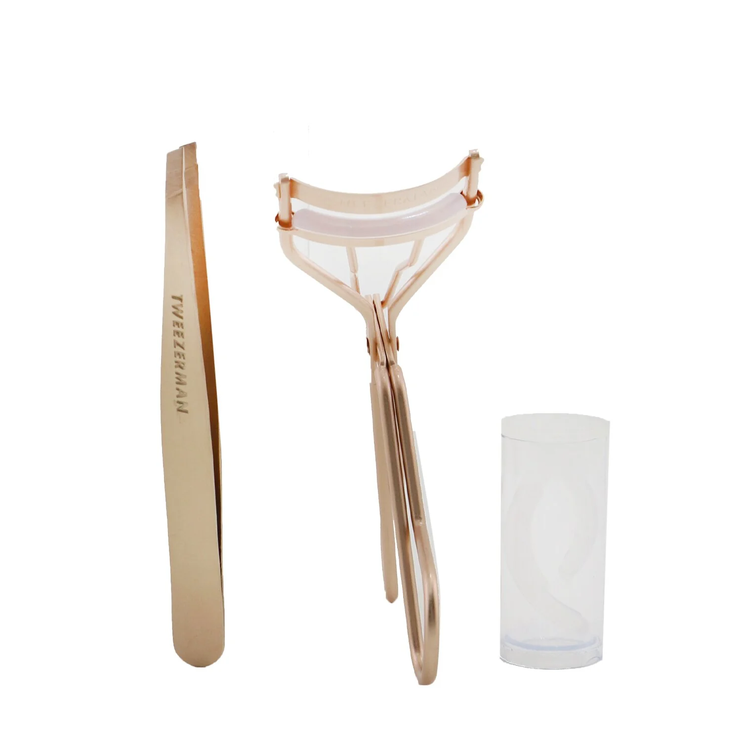 Tweezerman Rose Gold Slant Tweezer & Classic Lash Curler Gift Set  2pcs - Olabens