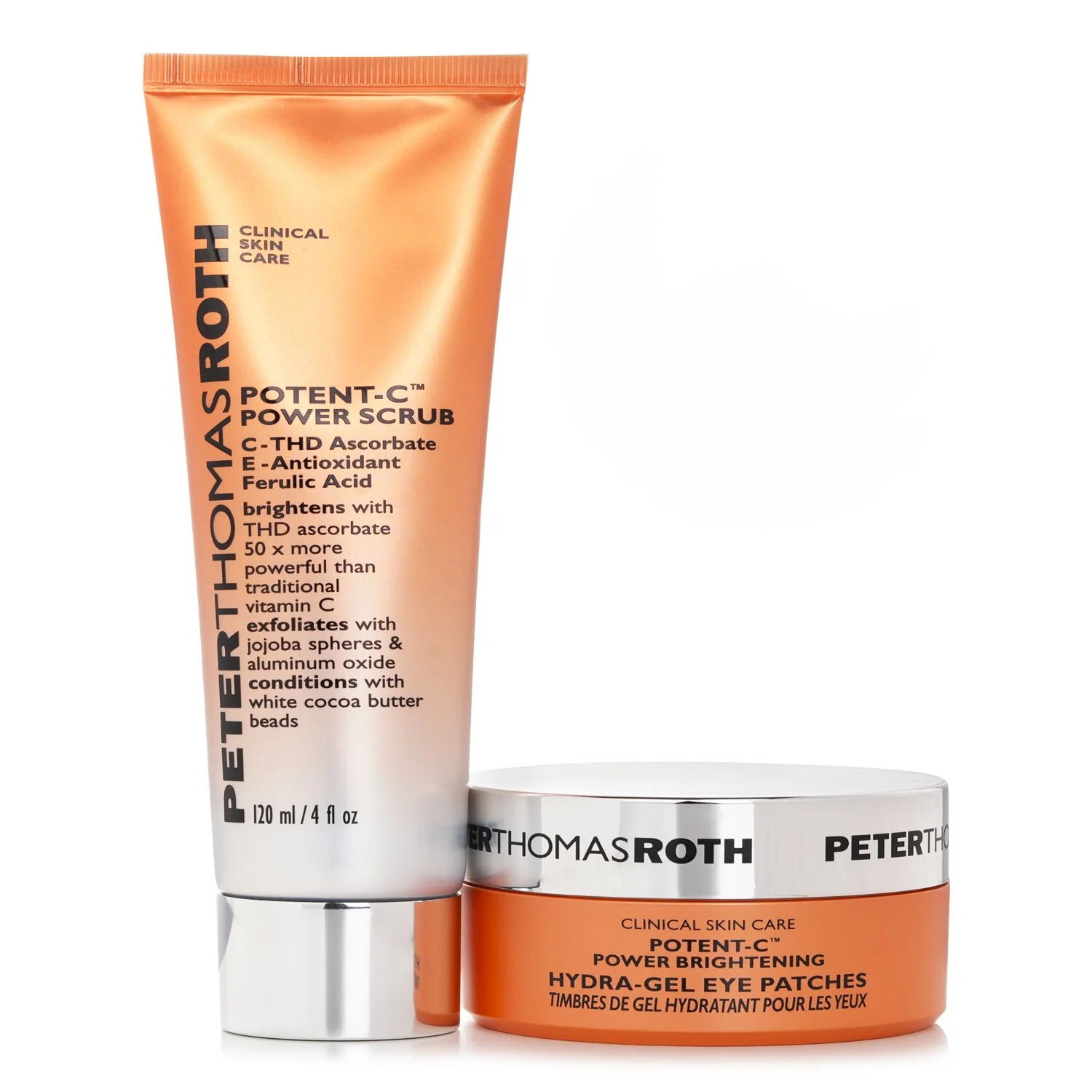 Peter Thomas Roth Full Size Potent C Vitamin C Brighteners 2 Piece Kit: Potent C Power Scrub 120ml + Potent C Hydra Gel Eye Patches 30pairs  2pcs - Olabens