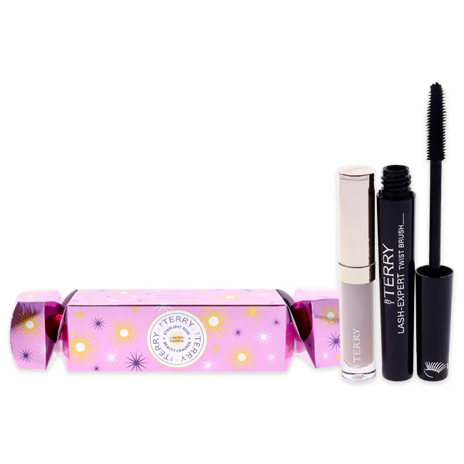 By Terry Starlight Rose Beauty Cracker Set by By Terry for Women - 2 Pc 0.08oz Lip Care, 0.28oz Lash-Expert Twist Brush - Master Black - Olabens