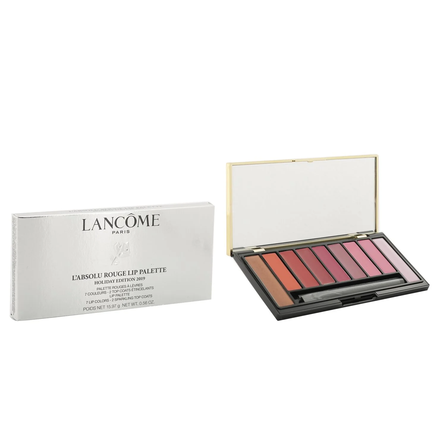 Lancome L'Absolu Rouge Lip Palette Holiday Edition (7x Lip Color, 2x Sparkling Top Coat, 1x Brush)  15.97g/0.56oz - Olabens