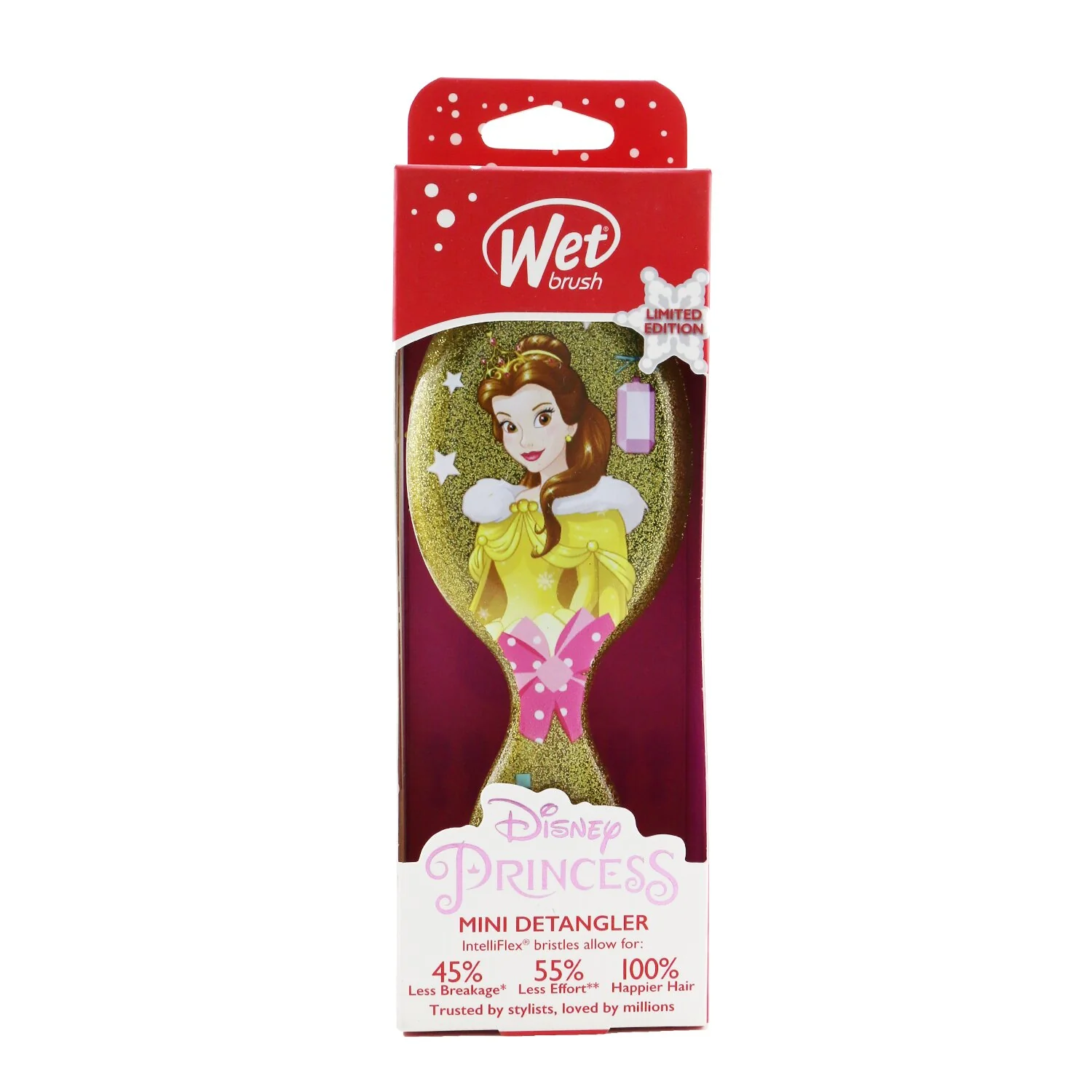 Wet Brush Mini Detangler Disney Princess - # Glitter Ball - Belle (Limited Edition)  1pc - Olabens