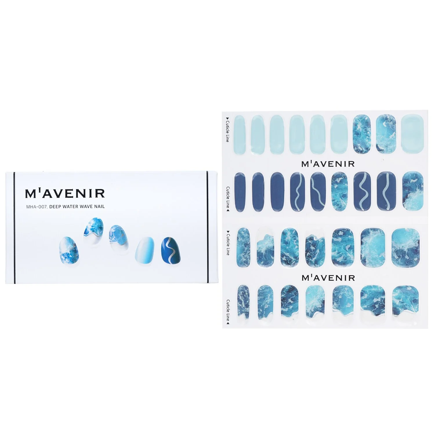 Mavenir Nail Sticker (Blue) - # Deep Water Wave Nail  32pcs - Olabens