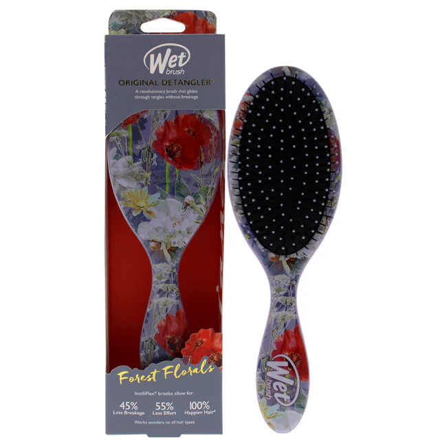 Wet Brush Original Detangler Forest Florals Brush - Grey Poppies by Wet Brush for Unisex - 1 Pc Hair Brush - Olabens