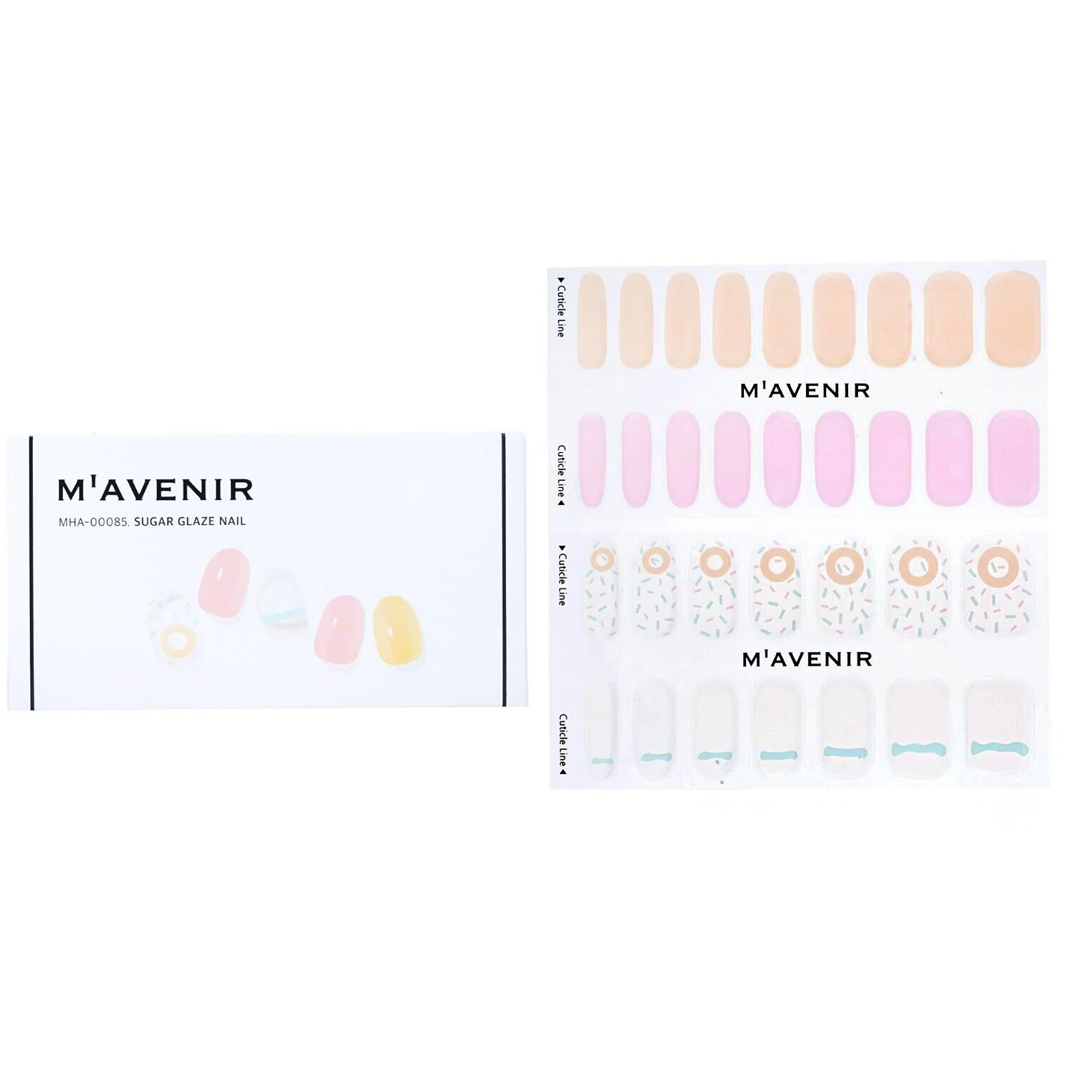 Mavenir Nail Sticker (Assorted Colour) - # Sugar Glaze Nail  32pcs - Olabens