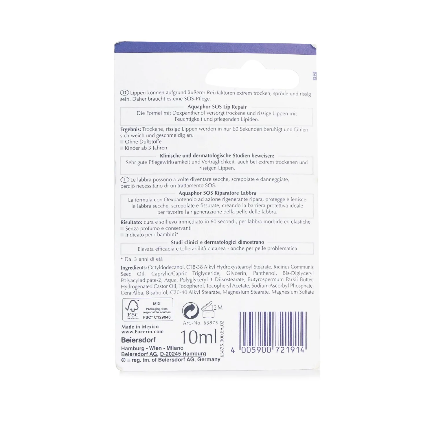 Eucerin Aquaphor SOS Lip Repair  10ml - Olabens