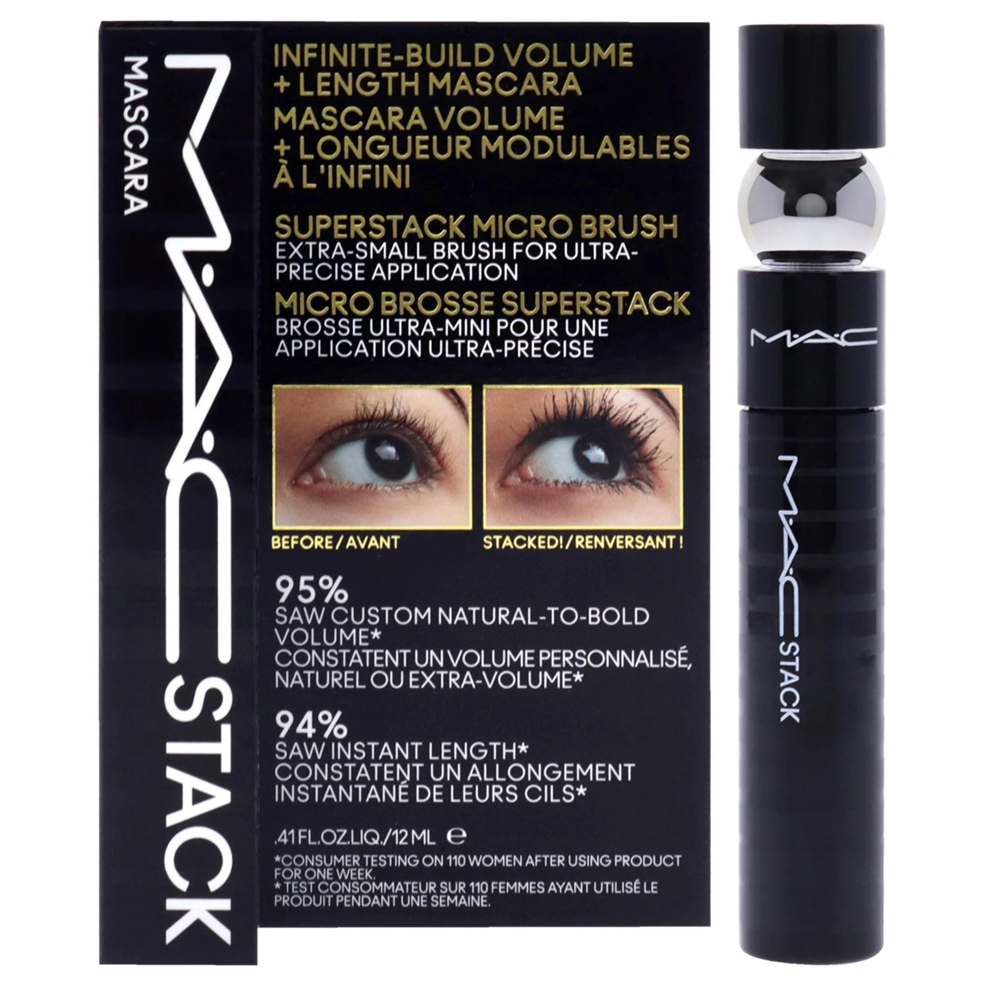 MAC Stack Superstack Micro Brush Mascara - Black by MAC for Women - 0.41 oz Mascara - Olabens