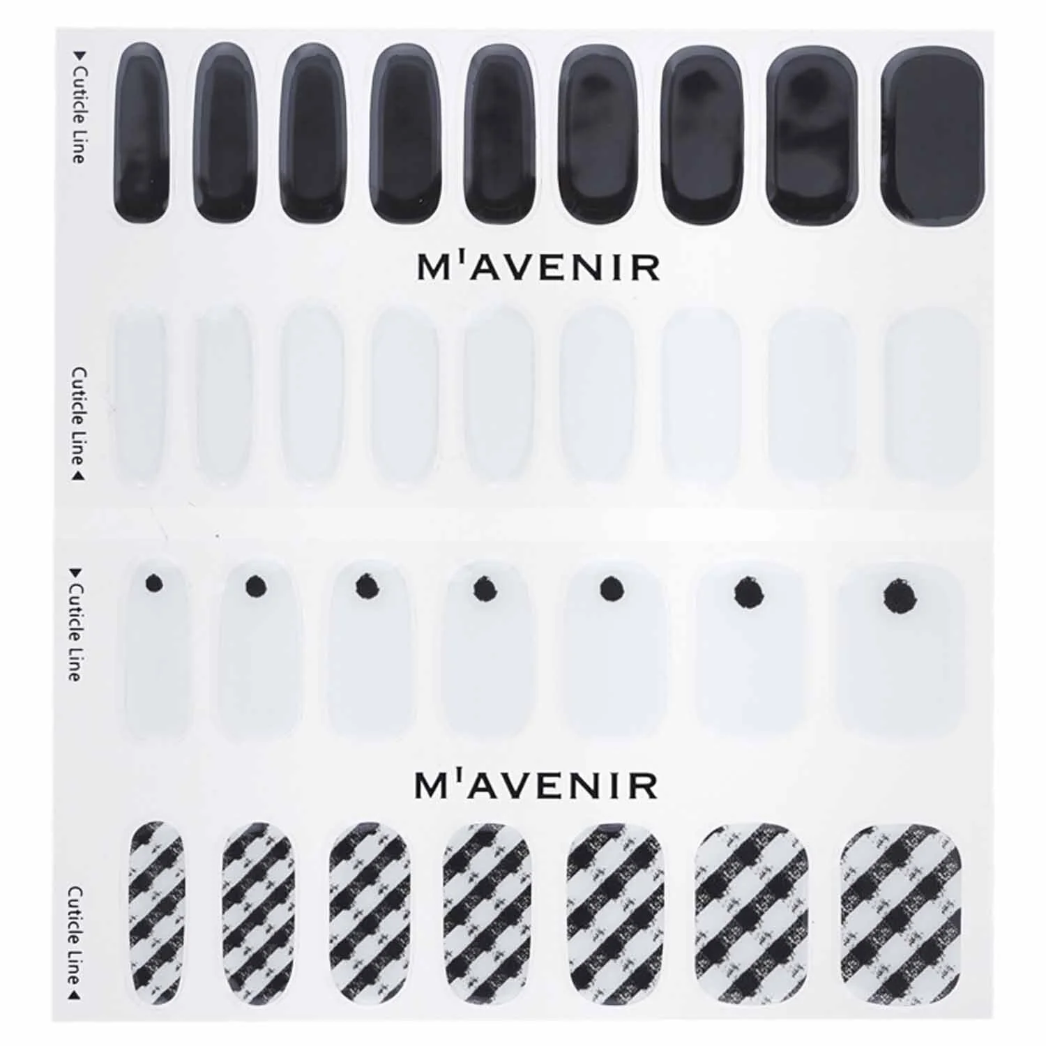 Mavenir Nail Sticker (White) - # Black Shepherd Check Nail  32pcs - Olabens
