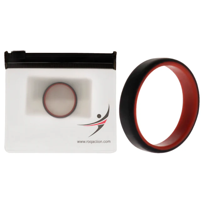 Silicone Wedding 6mm Brush 2Layer Ring - Red-Black by ROQ for Men - 14 mm Ring - Olabens