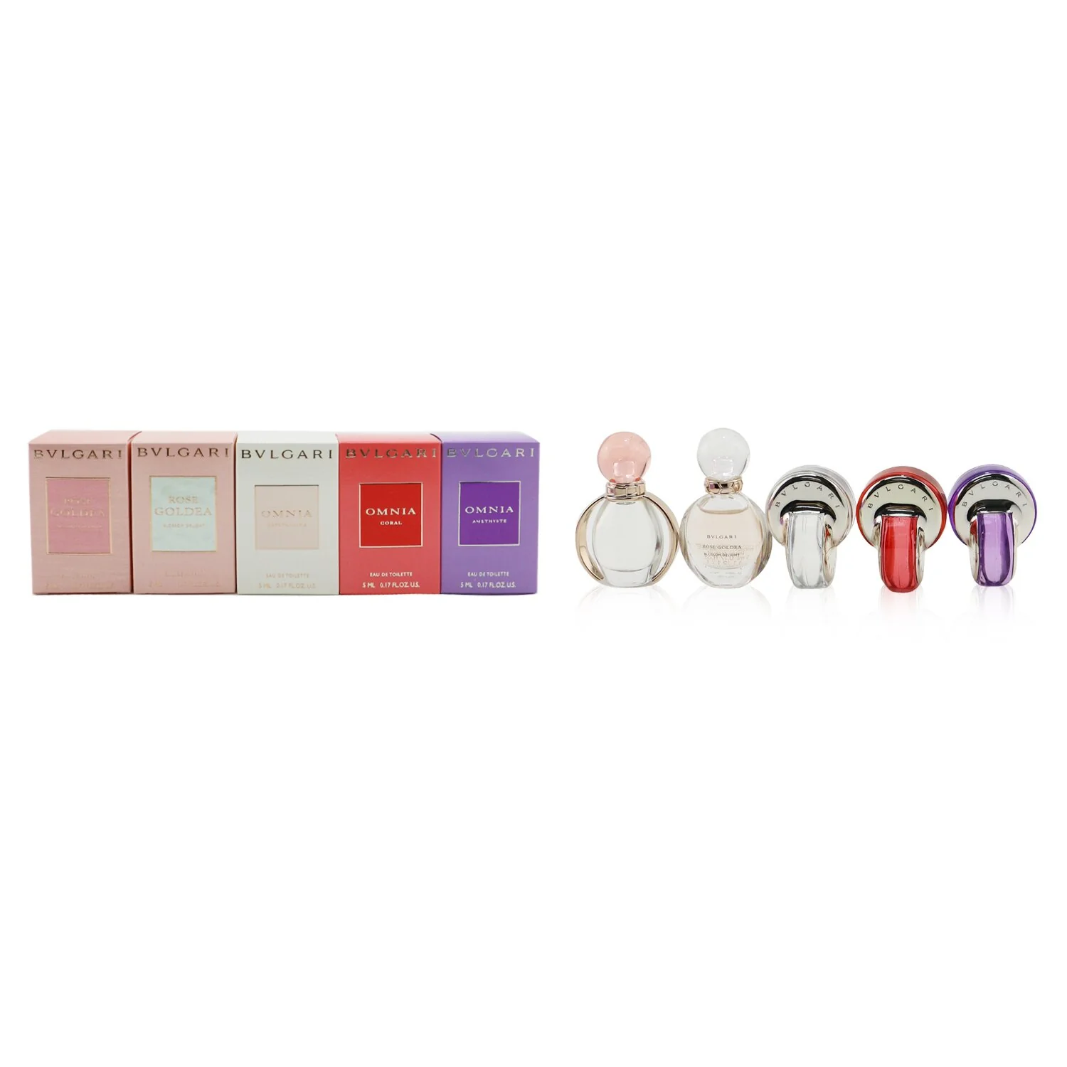 Bvlgari The Women's Gift Collection: Rose Goldea EDP, Rose Goldea Blossom Delight EDP, Omnia Amethyste EDT, Omnia Crystalline EDT, Omnia Coral EDT  5x5ml/0.17oz - Olabens
