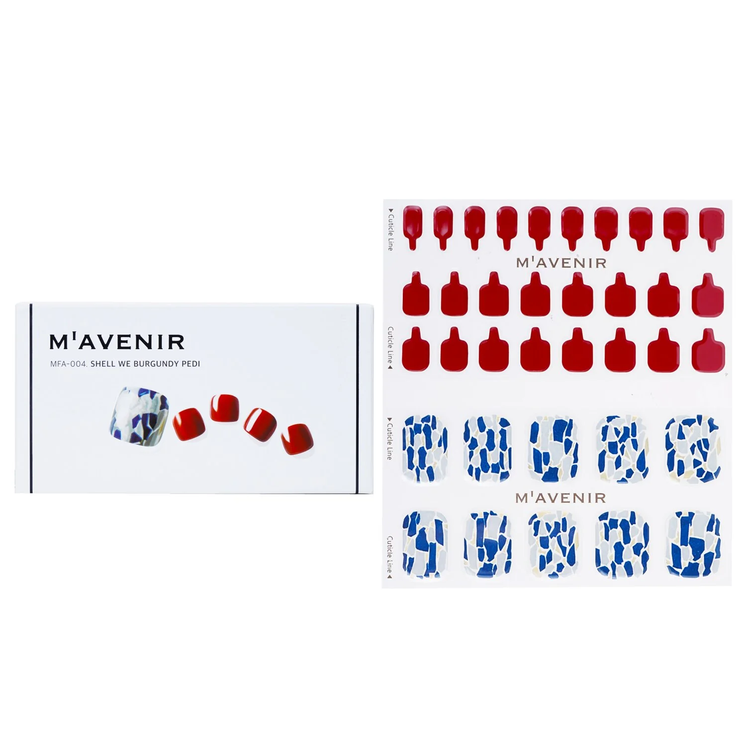 Mavenir Nail Sticker (Patterned) - # Shell We Burgundy Pedi  36pcs - Olabens