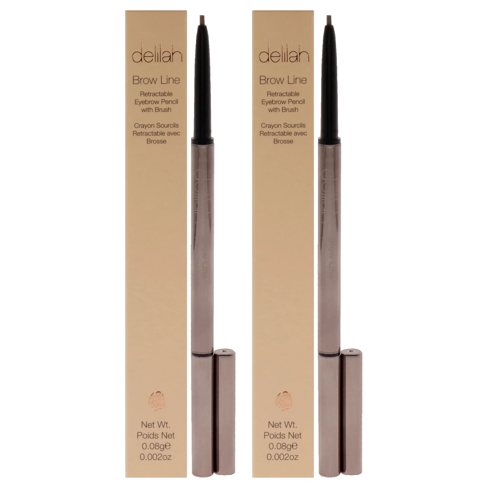 Brow Line Retractable Eyebrow Pencil With Brush - Ash by Delilah for Women - 0.002 oz Eyebrow - Pack of 2 - Olabens