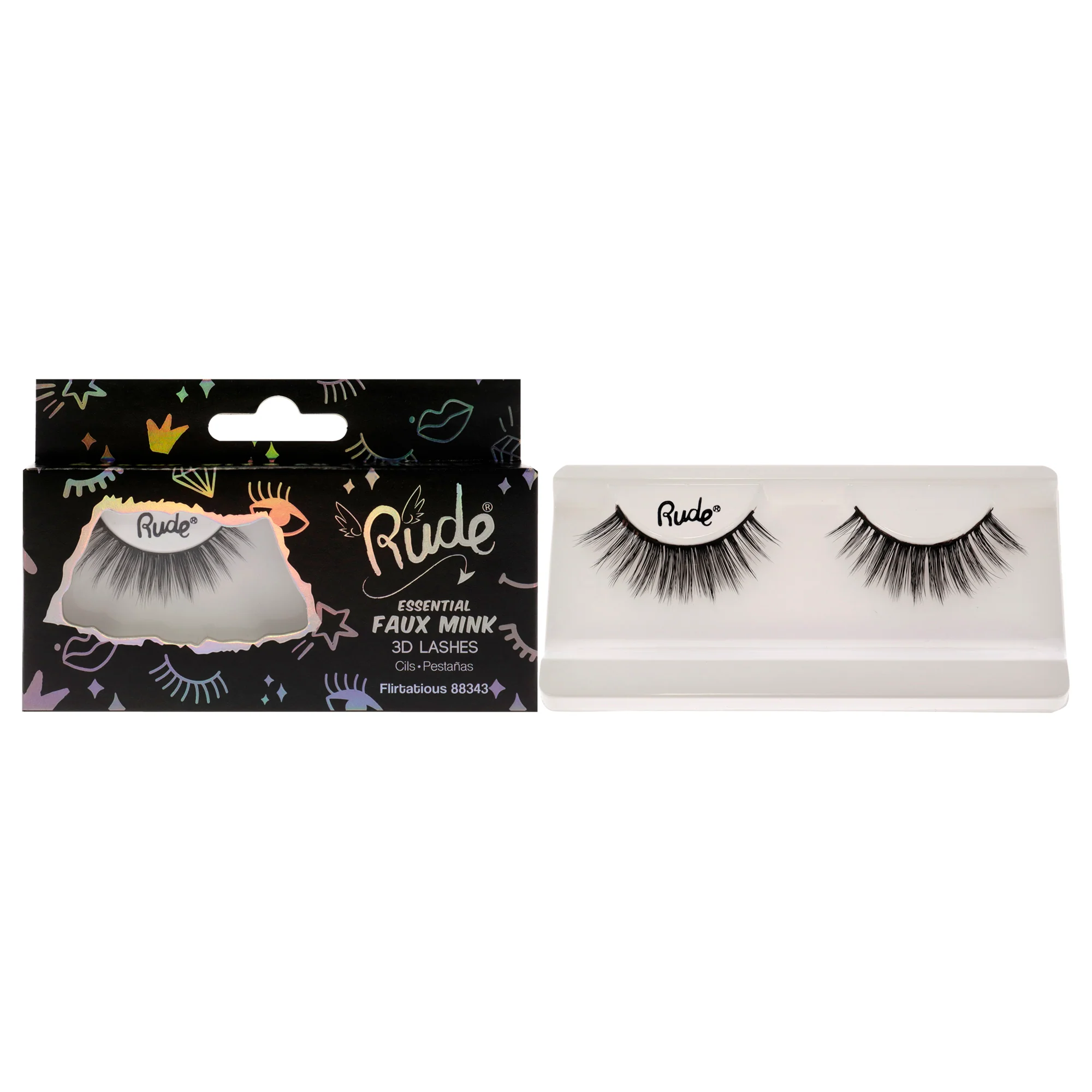 Essential Faux Mink 3D Lashes - Flirtatious by Rude Cosmetics for Women - 1 Pc Pair - Olabens