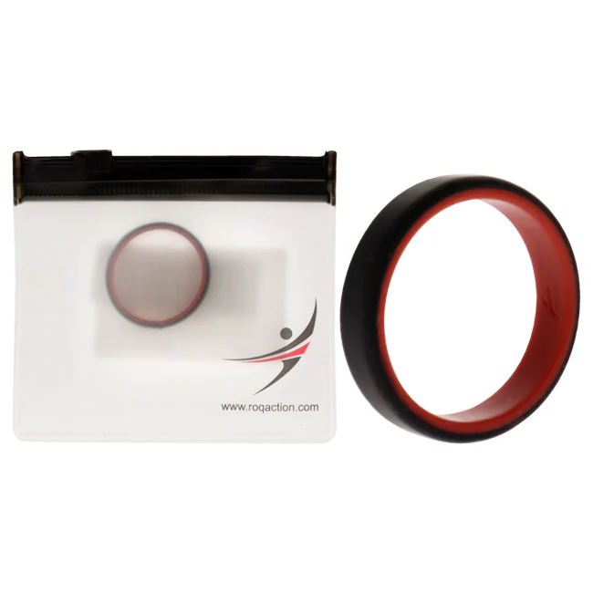 Silicone Wedding 6mm Brush 2Layer Ring - Red-Black by ROQ for Men - 16 mm Ring - Olabens