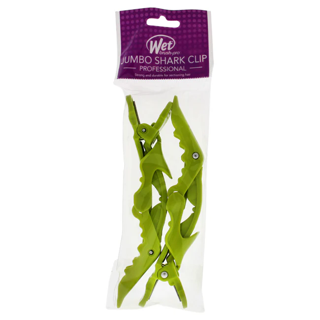 Wet Brush Jumbo Shark Clips - Lime Green by Wet Brush for Unisex - 2 Pc Hair Clips - Olabens