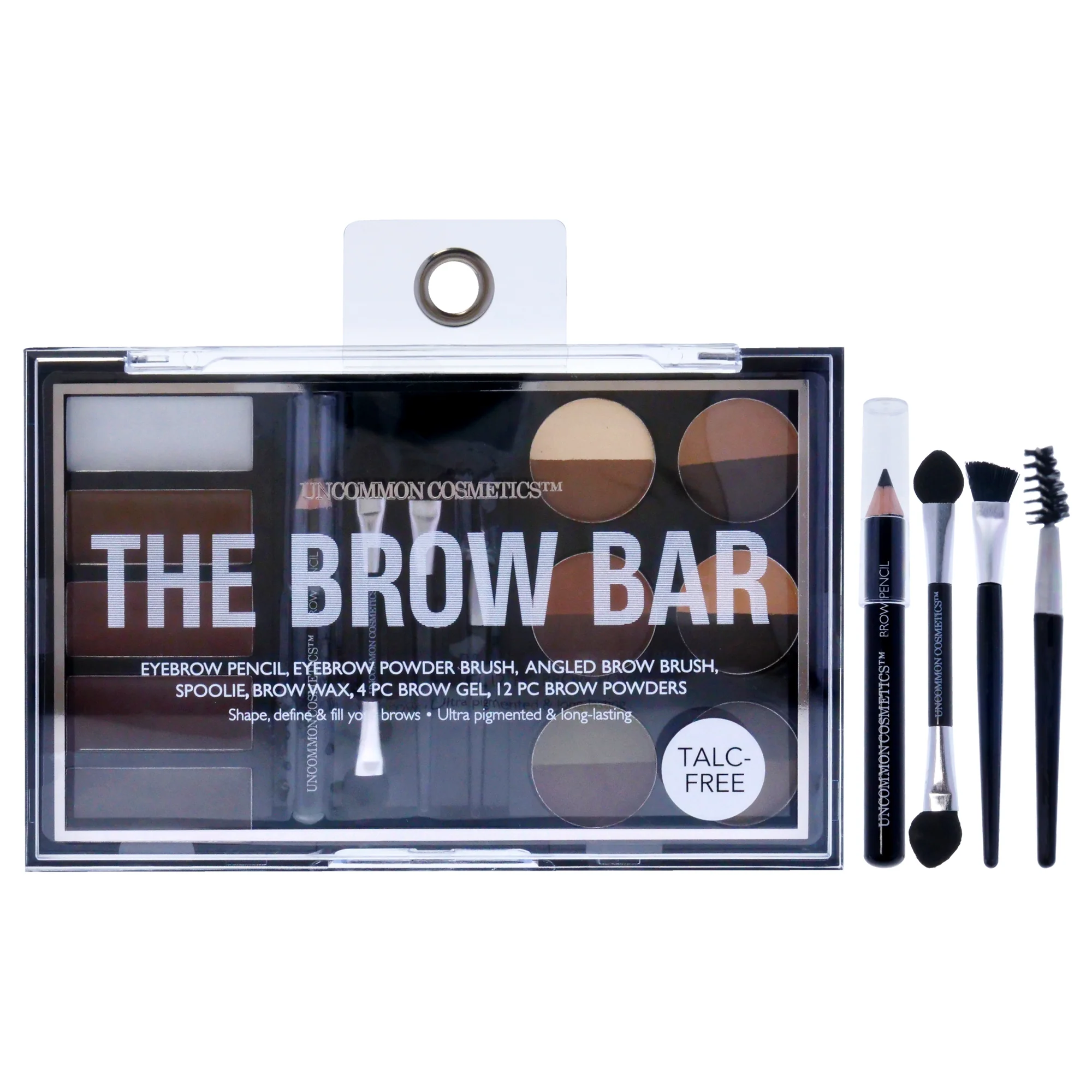 The Brow Bar by Uncommon Cosmetics for Women - Eyebrow Pencil, Eyebrow Powder Brush, Brow Angled Brush, Spoolie, 0.05oz Eyebrow Wax, 0.2oz Brow Gel, 0.48oz Brow Powders - Olabens
