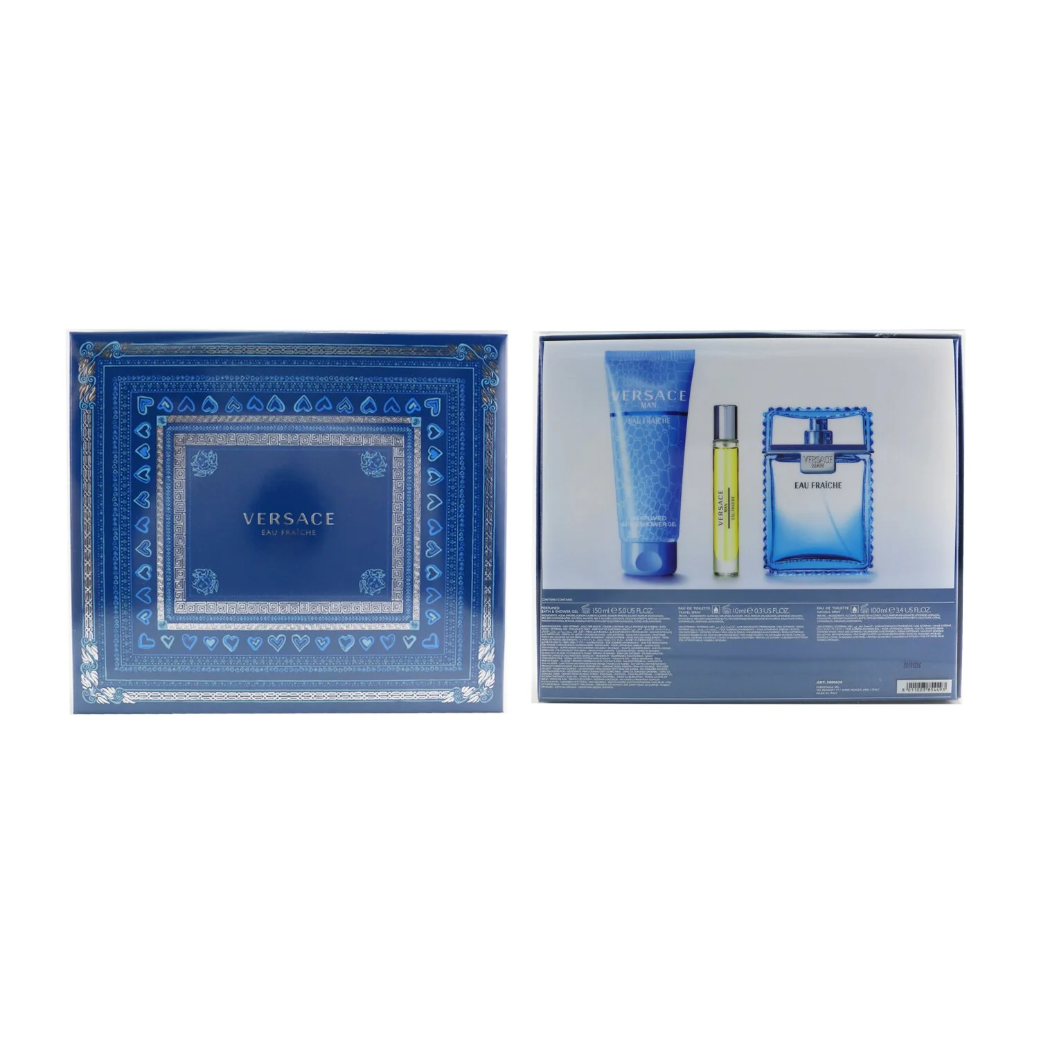 Versace Eau Fraiche Coffret: Eau De Toilette Spray 100ml/3.4oz + Bath&Shower Gel 150ml/5oz + Eau De Toilette Spray 10ml/0.3oz  3pcs - Olabens